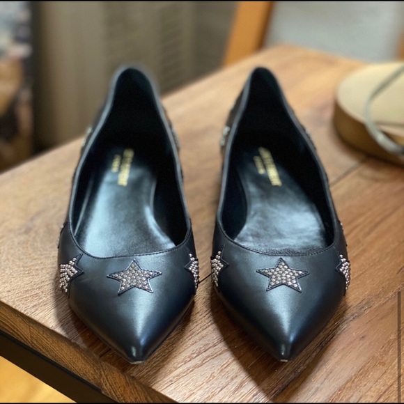 SAINT LAURENT Black Leather Studded Flats 38 - Picture 3 of 6